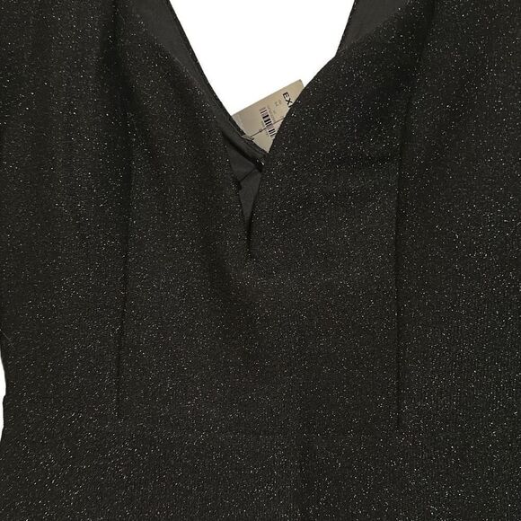 *New* Express Ladies Size S Sparkle Glitters Sweetheart Neck Black Body Mini Dre - Picture 2 of 14